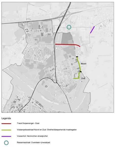 Plattegrond met de 4 deelprojecten aangegeven