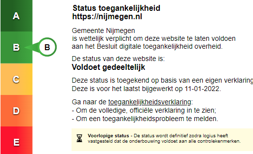 Label toegankelijkheidsverklaring gemeente Nijmegen