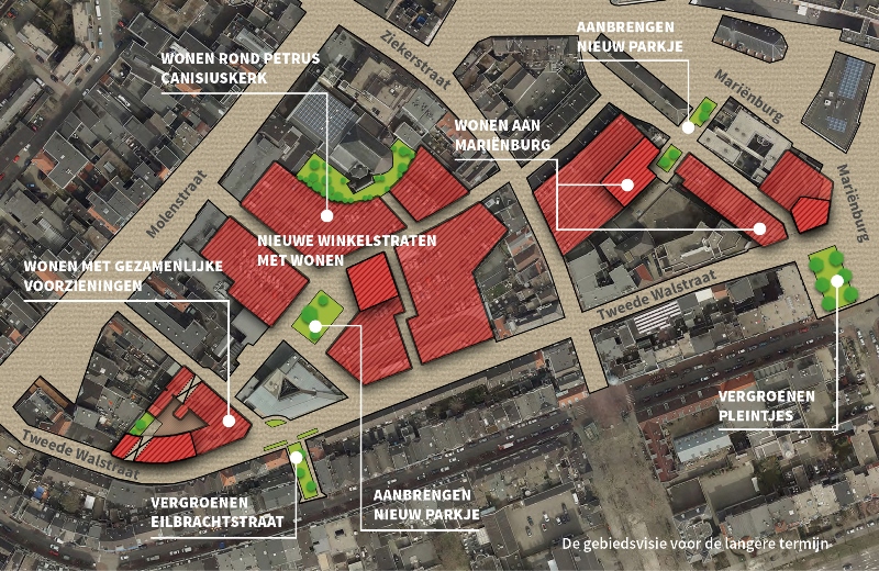 Plattegrond Vlaams Kwartier met omschrijving plannen uit de gebiedsvisie